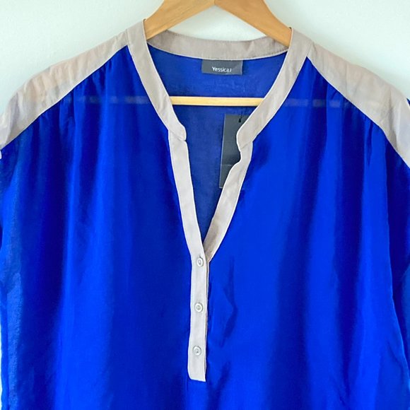 C&A Yessica BNWT UK Cobalt Blue Sheer Blouse Size 18 - Picture 5 of 12